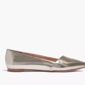 Madewell Shoes Women’s 8.5 Mira Flats Metallic Silver Pointed Toe Asymmetrical